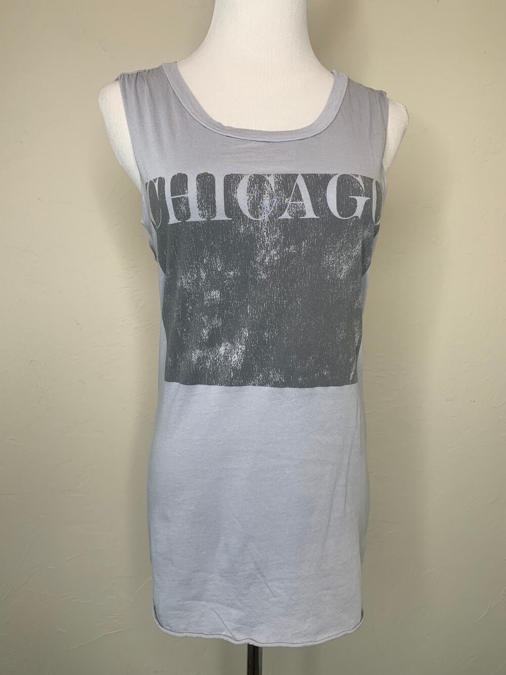 Project Social T Chicago Graphic Muscle T Shirt Blue Black Sz XS
